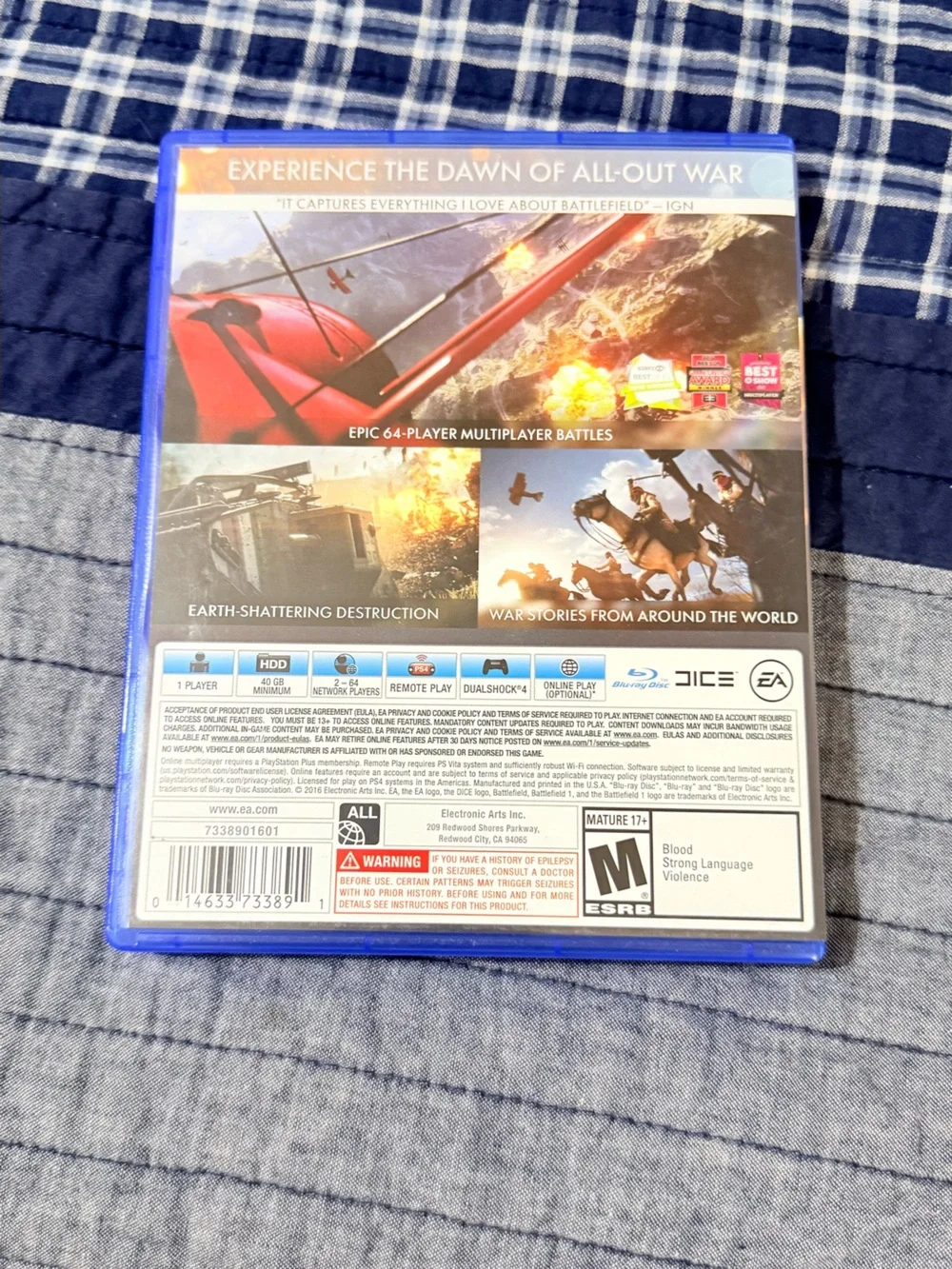PlayStation 4 Battlefield 1 Game - Blue Case by EA
